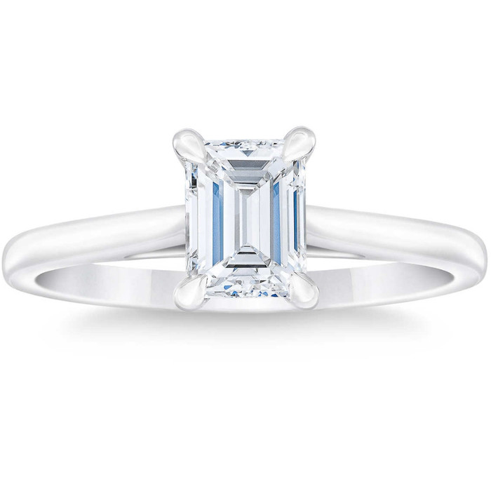 Platinum 1Ct Emerald Cut Diamond Solitaire Engagement Ring Lab Grown Platinum 1Ct Emerald Cut Diamond Solitaire Engagement Ring Lab Grown