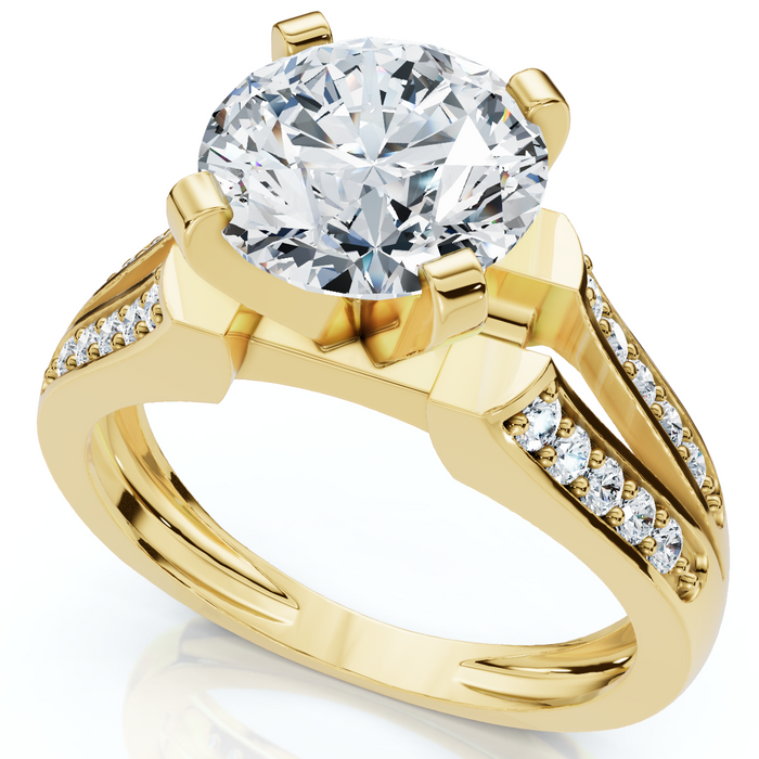 Certified 2 1/5Ct Alexa Diamond Engagement Ring 14k Gold Lab Grown (2ct center)