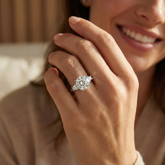 Certified 3 3/4Ct Kiran Diamond Engagement Ring 14k Gold