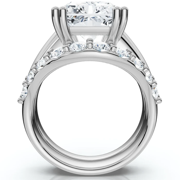 Certified 8Ct Radiant Cut Diamond Engagement Ring Set 14k Gold Lab Grown