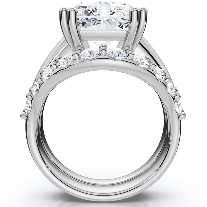 Certified 8Ct Radiant Cut Diamond Engagement Ring Set 14k Gold Lab Grown