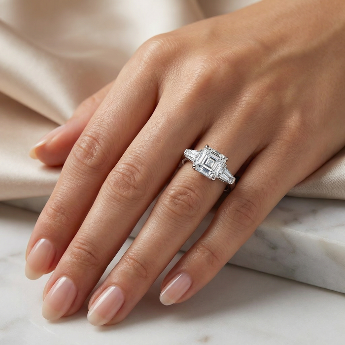 Certified 2 1/2Ct Paulina Asscher Dut Diamond Engagement Ring 14k Gold Lab Grown