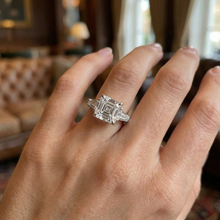 Certified 2 1/2Ct Paulina Asscher Dut Diamond Engagement Ring 14k Gold Lab Grown