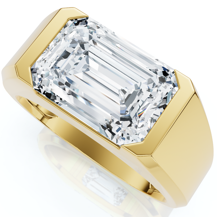 Certified 4Ct Men's Gabriel Emerald Diamond Ring 10k Gold Lab Grown