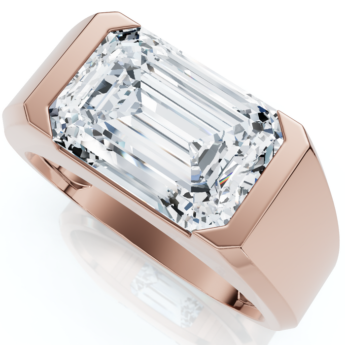 Certified 4Ct Men's Gabriel Emerald Diamond Ring 10k Gold Lab Grown