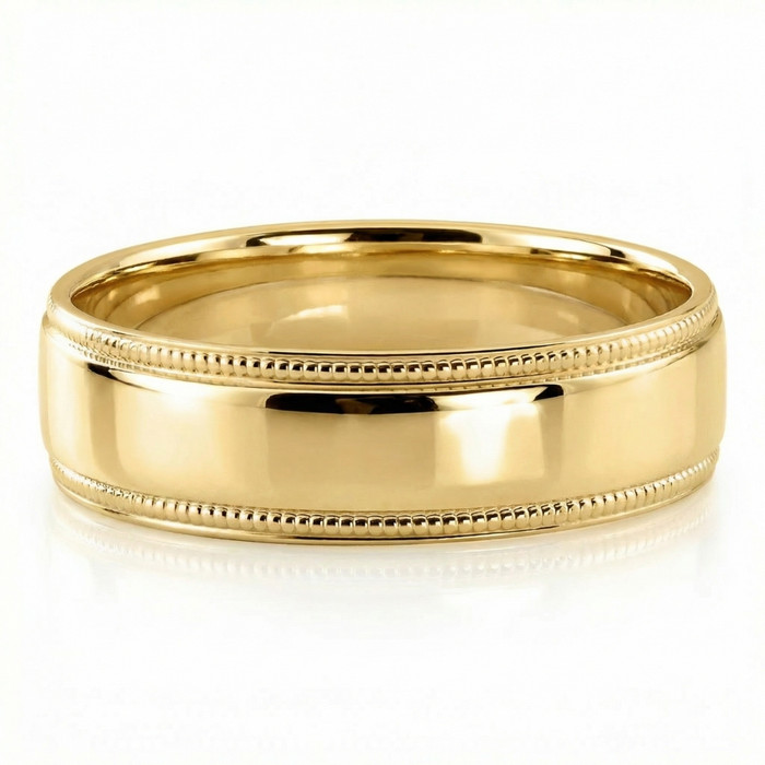 Men's Milgrain Polished Wedding Band 14k Gold or Platinum Ring