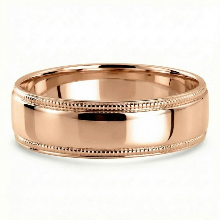 Men's Milgrain Polished Wedding Band 14k Gold or Platinum Ring