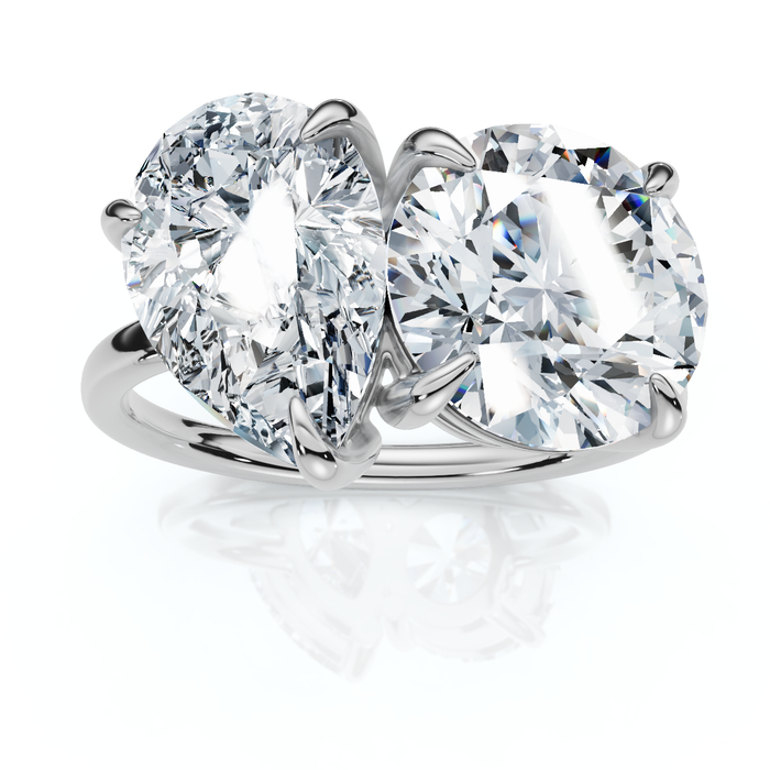Certified Toi Et Moi 5Ct Diamond Ring 14k Gold Lab Grown