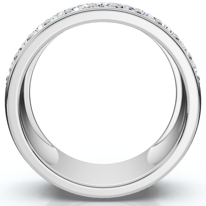1 1/2Ct Pave 3-Row Diamond Wedding Anniversary Ring 10k Gold Lab Grown