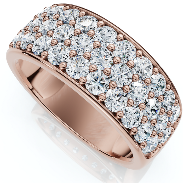 1 1/2Ct Pave 3-Row Diamond Wedding Anniversary Ring 10k Gold Lab Grown