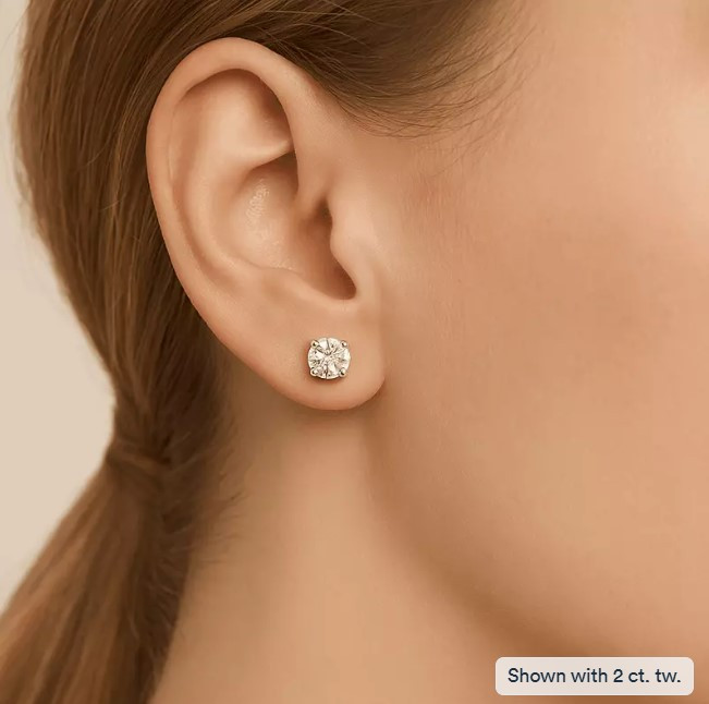 Certified 2 1/4Ct TW Natural Diamond Studs 14k White Gold Screw Back