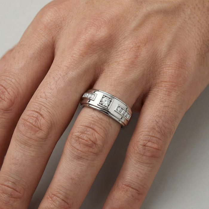 Men's 1/4Ct Matthew Diamond Wedding Ring Polished Gold 10k Lab Grown