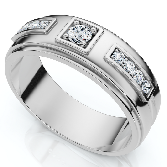 Men's 1/4Ct Matthew Diamond Wedding Ring Polished Gold 10k Lab Grown