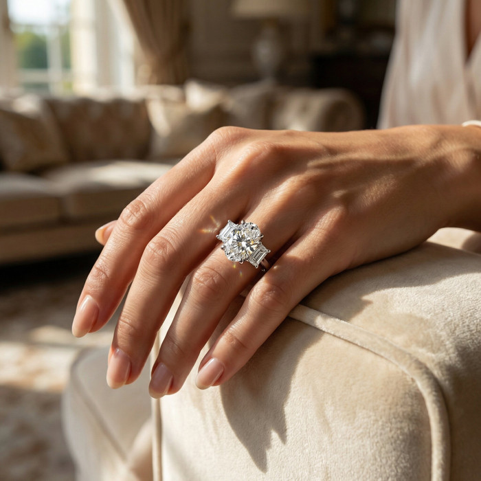 Certified 2 3/4Ct Jenn Oval Diamond Engagement Ring 14k Gold or Platinum Lab