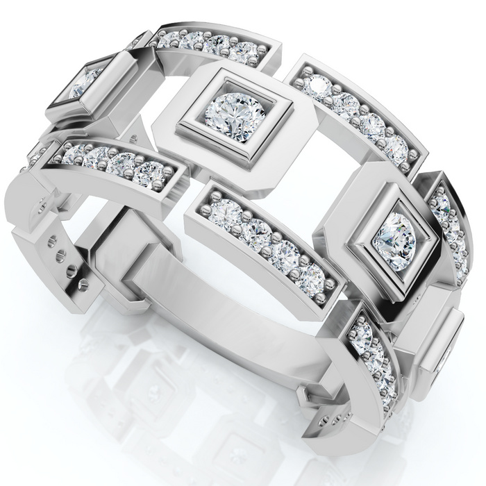 1 1/4Ct Diamond Ring Men's Lab Grown Wedding Band in 10k White or Yellow Gold