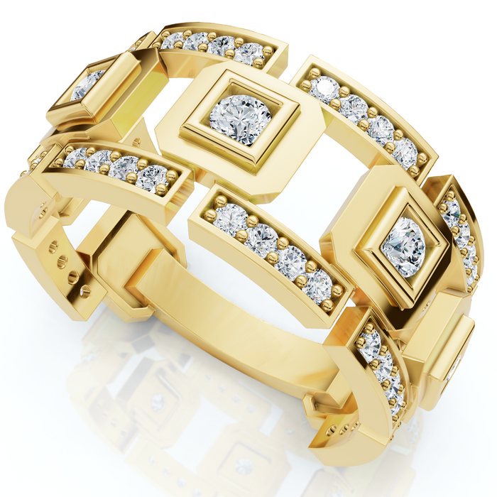 1 1/4Ct Diamond Ring Men's Lab Grown Wedding Band in 10k White or Yellow Gold