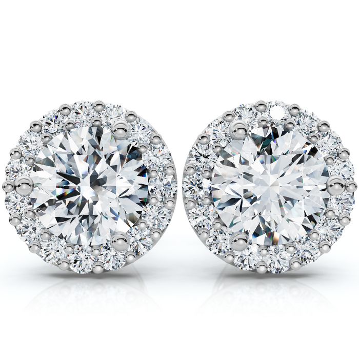 2 1/2Ct Diamond 14k Gold Lab Grown Halo Earrings