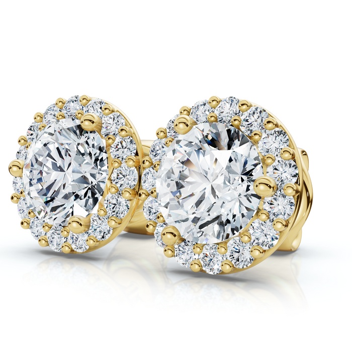 2 1/2Ct Diamond 14k Gold Lab Grown Halo Earrings