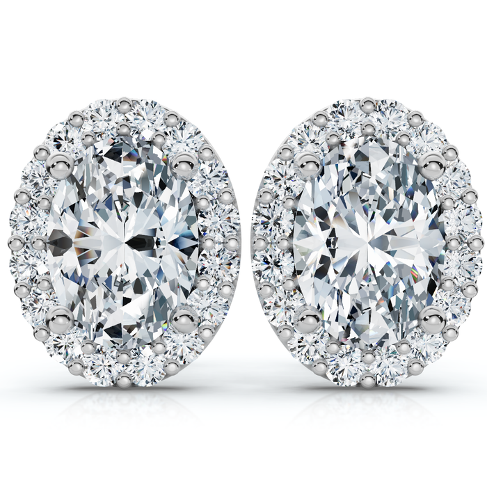 2 1/2Ct Oval Diamond 14k Gold Lab Grown Halo Earrings