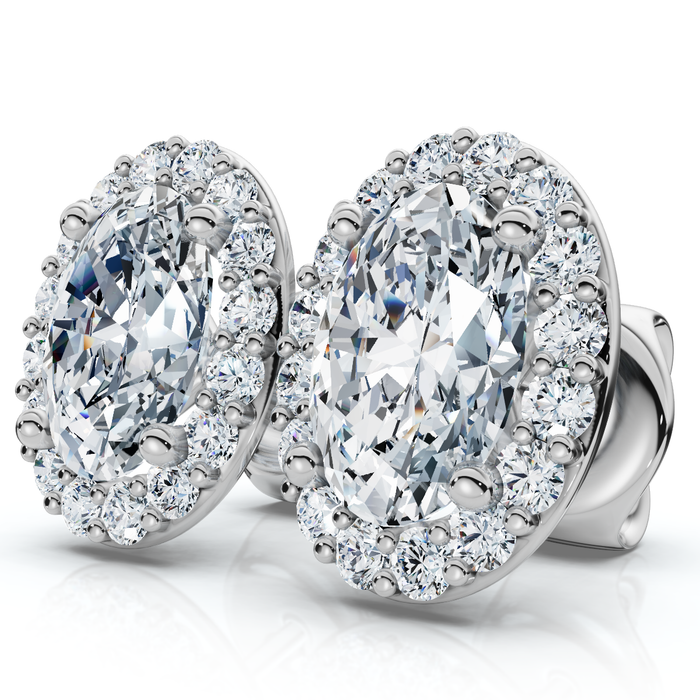 2 1/2Ct Oval Diamond 14k Gold Lab Grown Halo Earrings