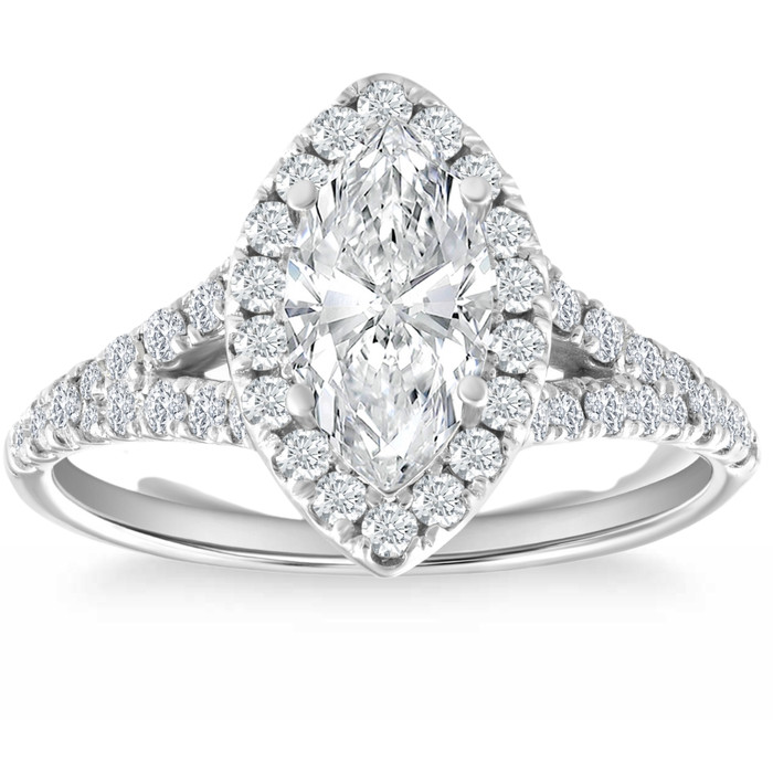Certified 1.50Ct Marquise Diamond Engagement Ring 14k White Gold Lab Grown Certified 1.50Ct Marquise Diamond Engagement Ring 14k White Gold Lab Grown