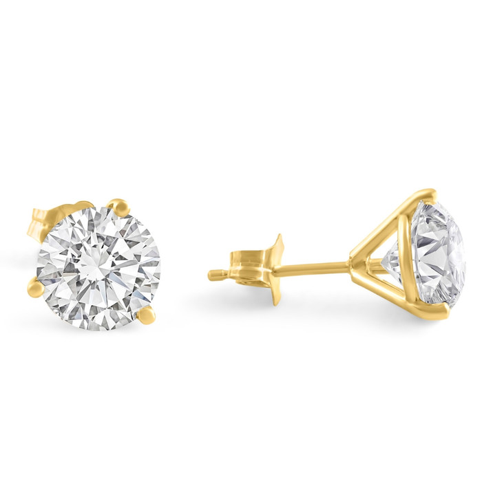 4 Ct TW Round Lab Grown Ideal Cut Martini Diamond Studs 14k Yellow Gold 4 Ct TW Round Lab Grown Ideal Cut Martini Diamond Studs 14k Yellow Gold