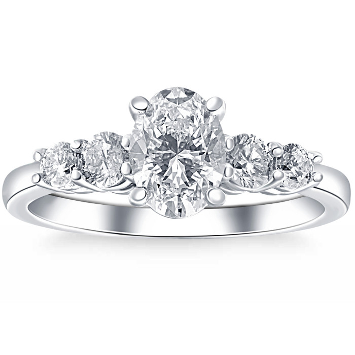 1 1/2Ct TW Oval Cut Engagement Ring 14k White Gold Lab Grown 1 1/2Ct TW Oval Cut Engagement Ring 14k White Gold Lab Grown