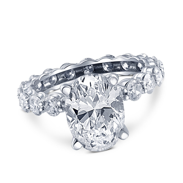 6Ct TW Diamond Engagement Eternity Oval Cut Ring 14k White Gold Lab Grown