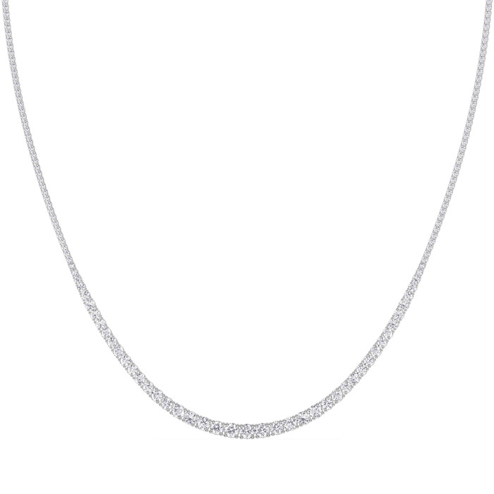10Ct Graduated Diamond Tennis Necklace Lab Grown 14k Gold 18"