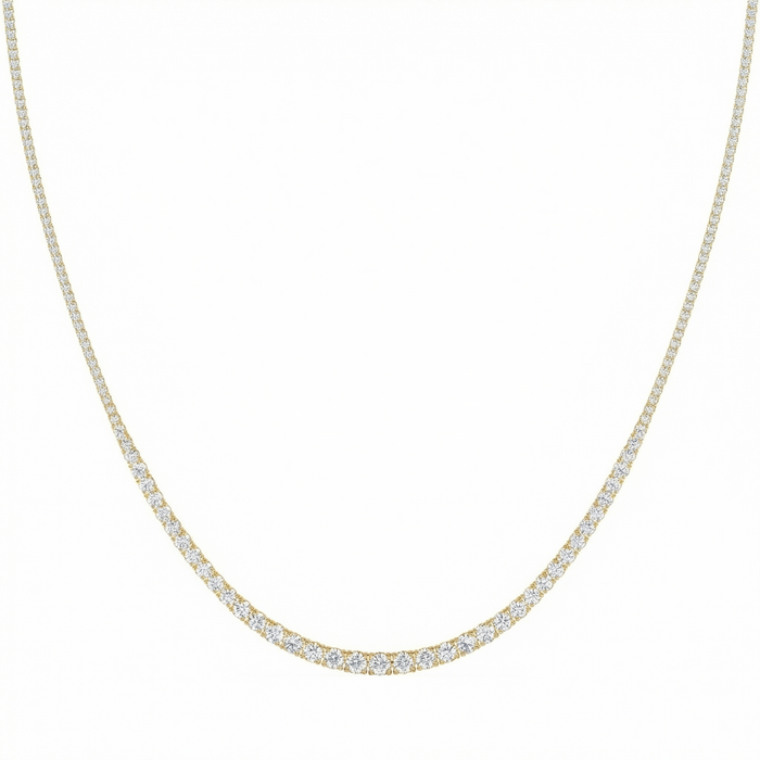 10Ct Graduated Diamond Tennis Necklace Lab Grown 14k Gold 18"