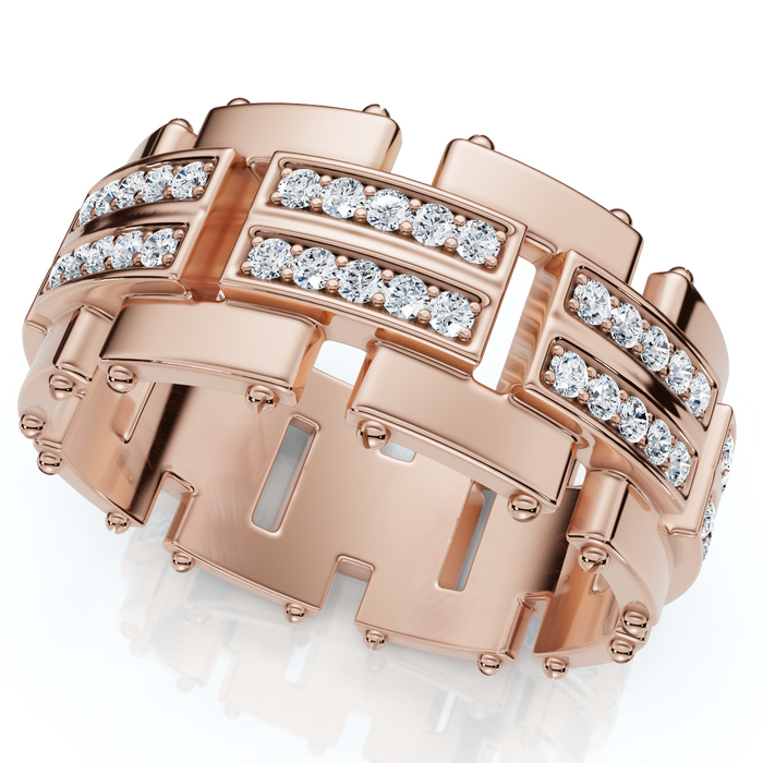 3/4Ct Men's Round Cut Diamond 10MM Wide Ring Wedding Band 10k Gold Lab Grown