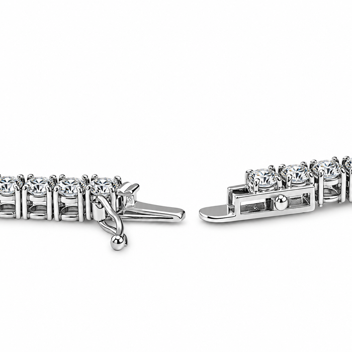 15"  20Ct TW Round Cut lab Grown Diamond Tennis Necklace 14K White Gold