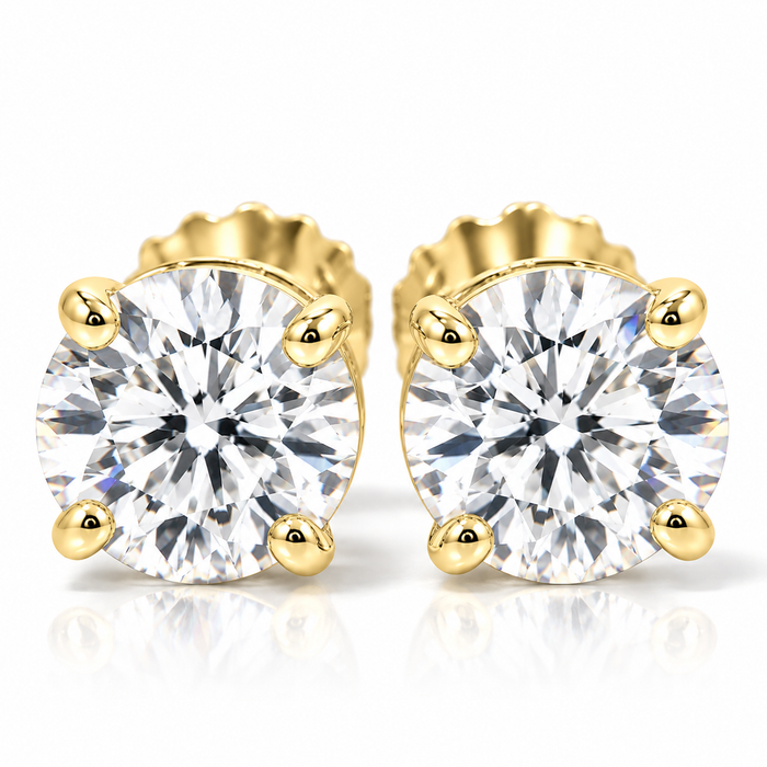1/2Ct TW Diamond Studs in 14k White or Yellow Gold Lab Grown