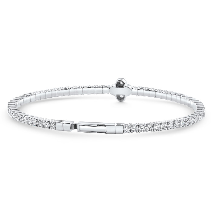 3.70Ct Diamond Flexible Tennis Bangle Bracelet 14k White Gold Lab Grown