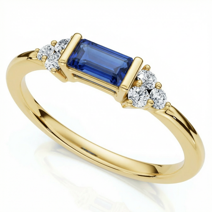 1/3Ct Thin Sapphire Diamond Stackable Wedding Ring 14k Gold Lab Grown