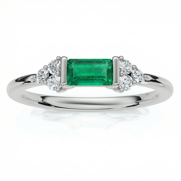 1/3Ct Thin Emerald Diamond Stackable Wedding Ring 14k Gold Lab Grown
