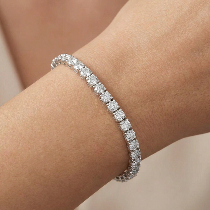 13Ct Round-Cut Diamond Tennis Bracelet 14k White Gold 7" Lab Grown