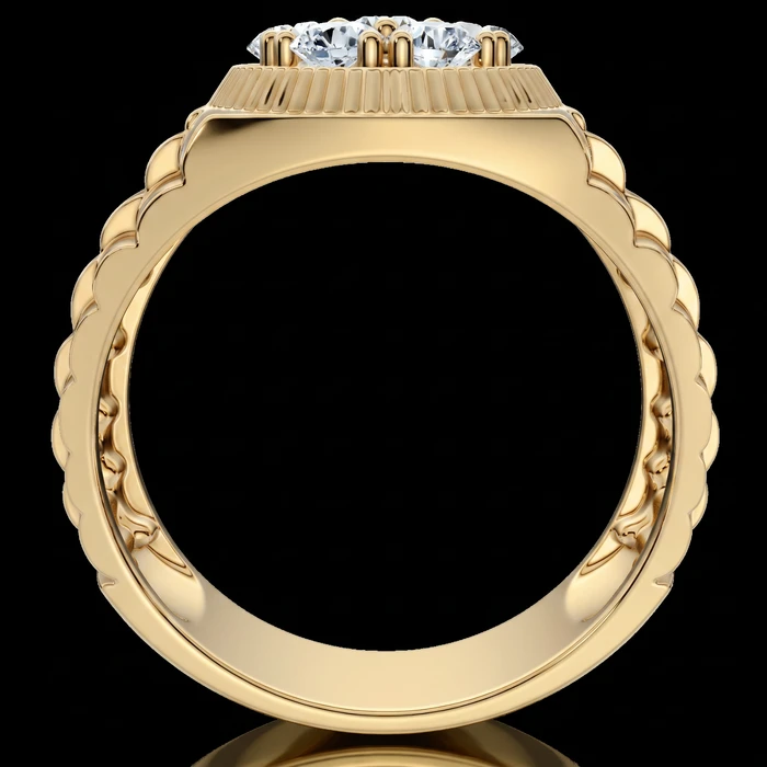 1Ct TDW Men's Diamond Ring 14k Yellow Gold
