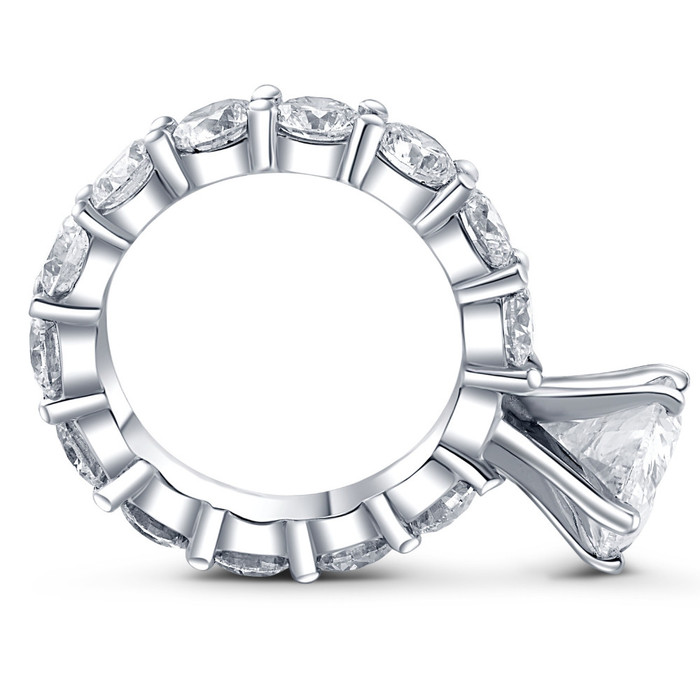 Certified 8Ct TW Pear Diamond Eternity Engagement Ring in 14k Gold Lab Grown