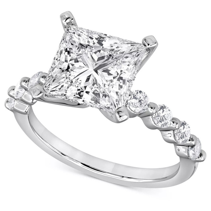 3Ct Princess Cut Diamond Engagement Ring 14k White Gold Lab Grown 3Ct Princess Cut Diamond Engagement Ring 14k White Gold Lab Grown