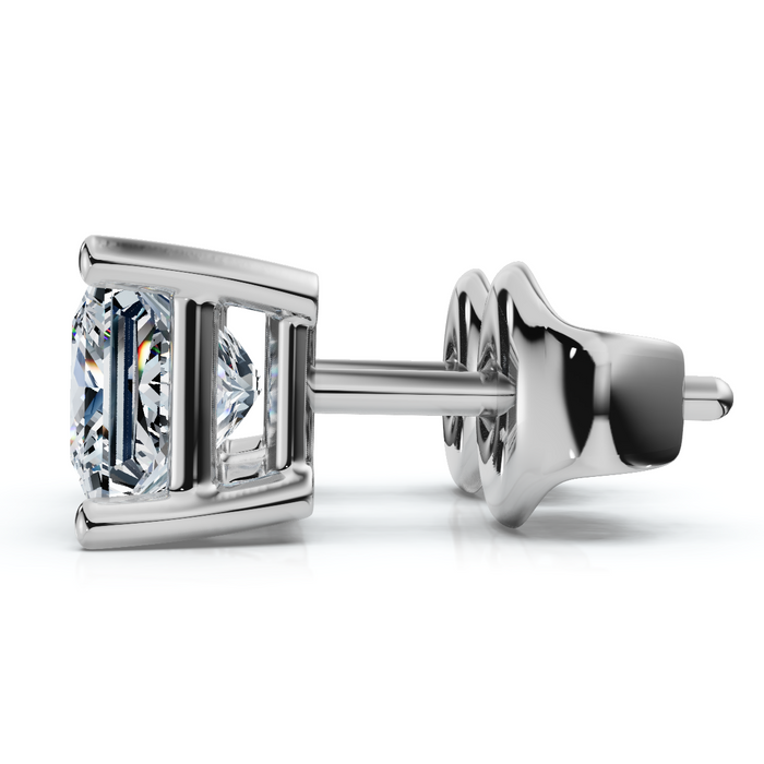 1 - 4 Ct TW Princess Cut Diamond Studs in 14k Gold Earrings Lab Grown