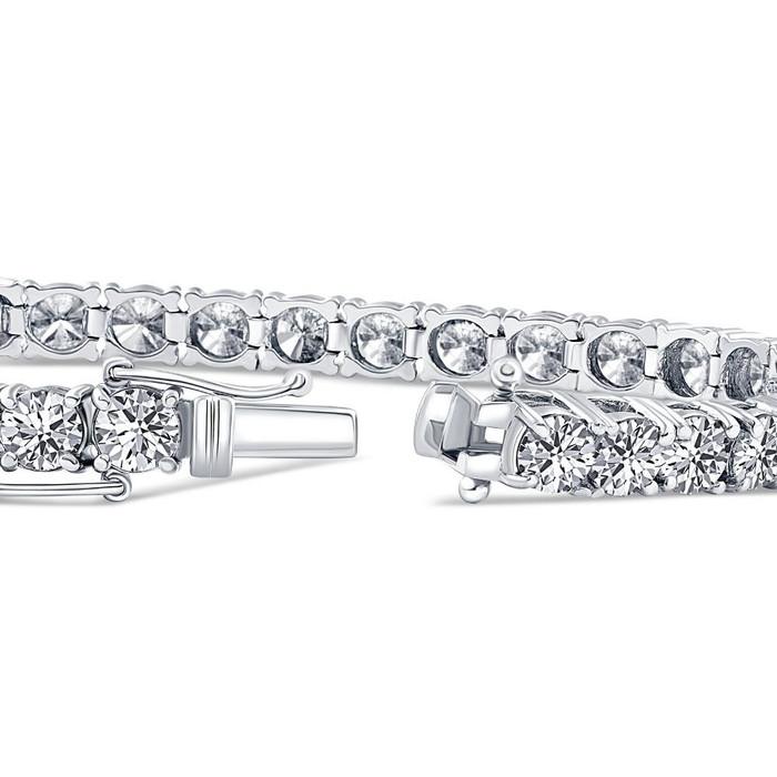 11ct Lab Grown Round Cut Diamond Tennis Bracelet 14K White Gold 7"
