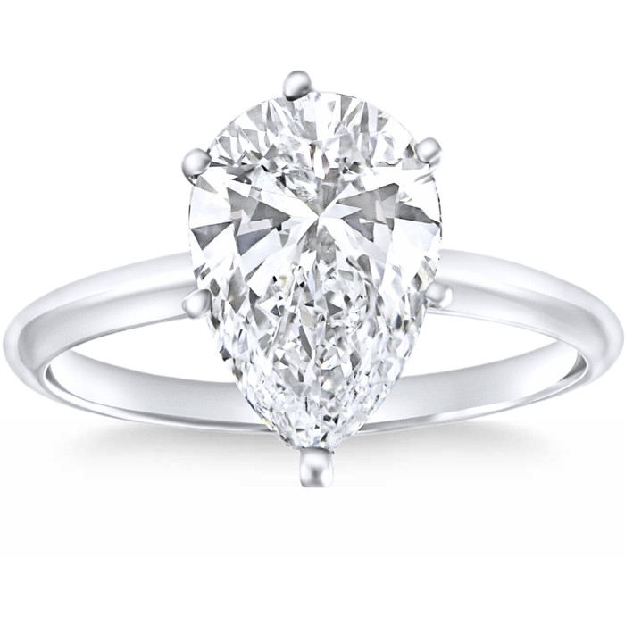 Certified 1.50Ct Pear Shape Diamond Solitaire Engagement Ring 14k Gold Lab Grown