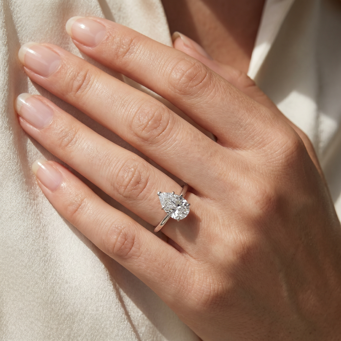 Certified 1.50Ct Pear Shape Diamond Solitaire Engagement Ring 14k Gold Lab Grown