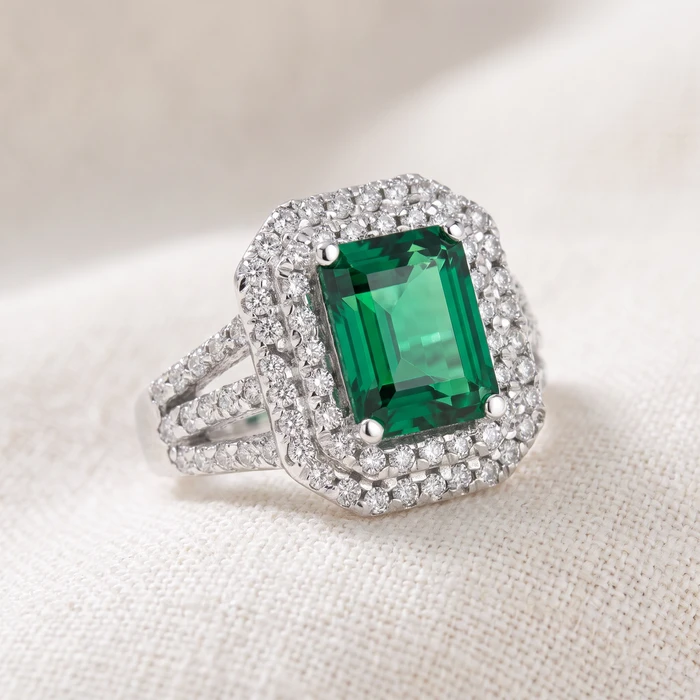 Certified 6Ct Aria Emerald Diamond Engagement Ring 14k Gold/Platinum Lab Grown