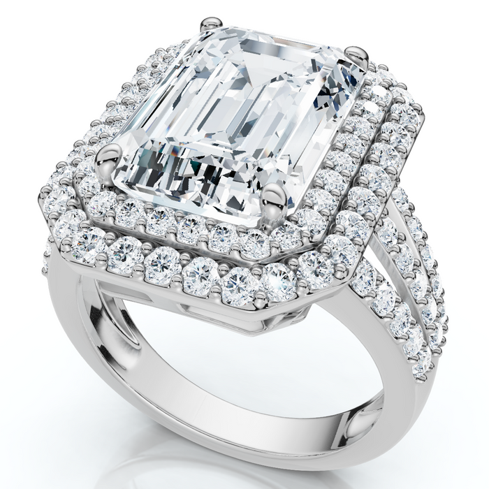 Certified 6Ct Aria Emerald Diamond Engagement Ring 14k Gold/Platinum Lab Grown