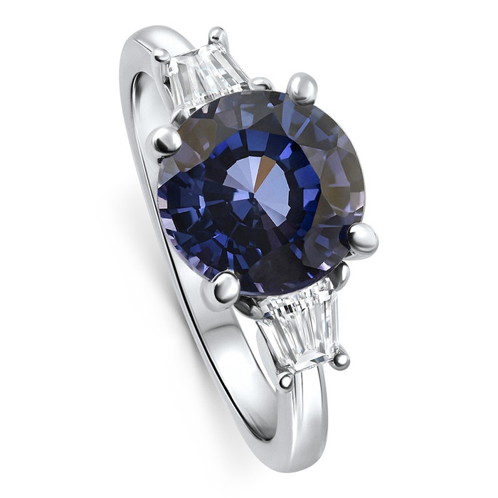 4 3/4Ct Blue Sapphire & Diamond Engagement Anniversary Ring Gold Lab Grown