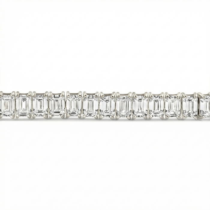 20Ct Emerald Cut Diamond Tennis Bracelet 14k Gold 7" Lab Grown