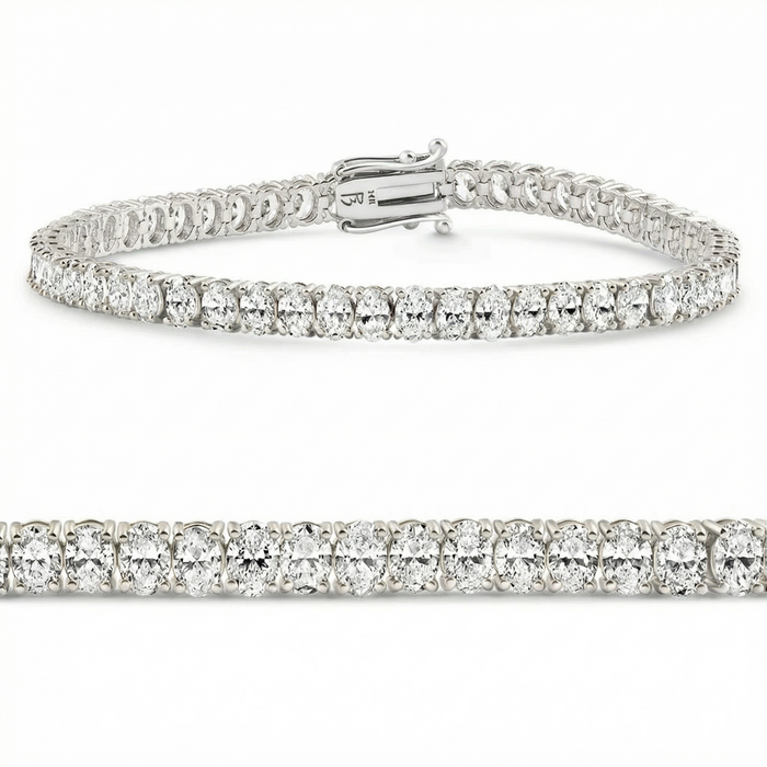 10Ct Oval Diamond Tennis Bracelet 14k Gold 7" Lab Grown