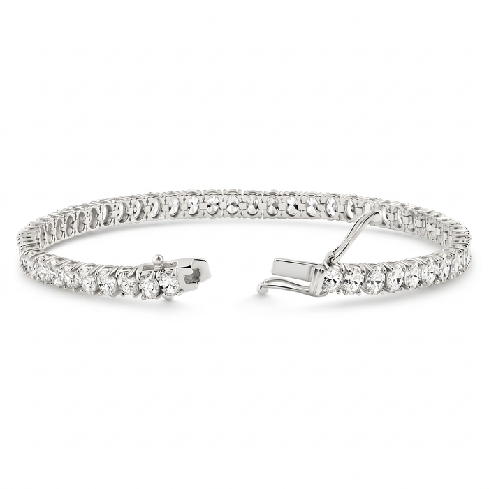 10Ct Oval Diamond Tennis Bracelet 14k Gold 7" Lab Grown
